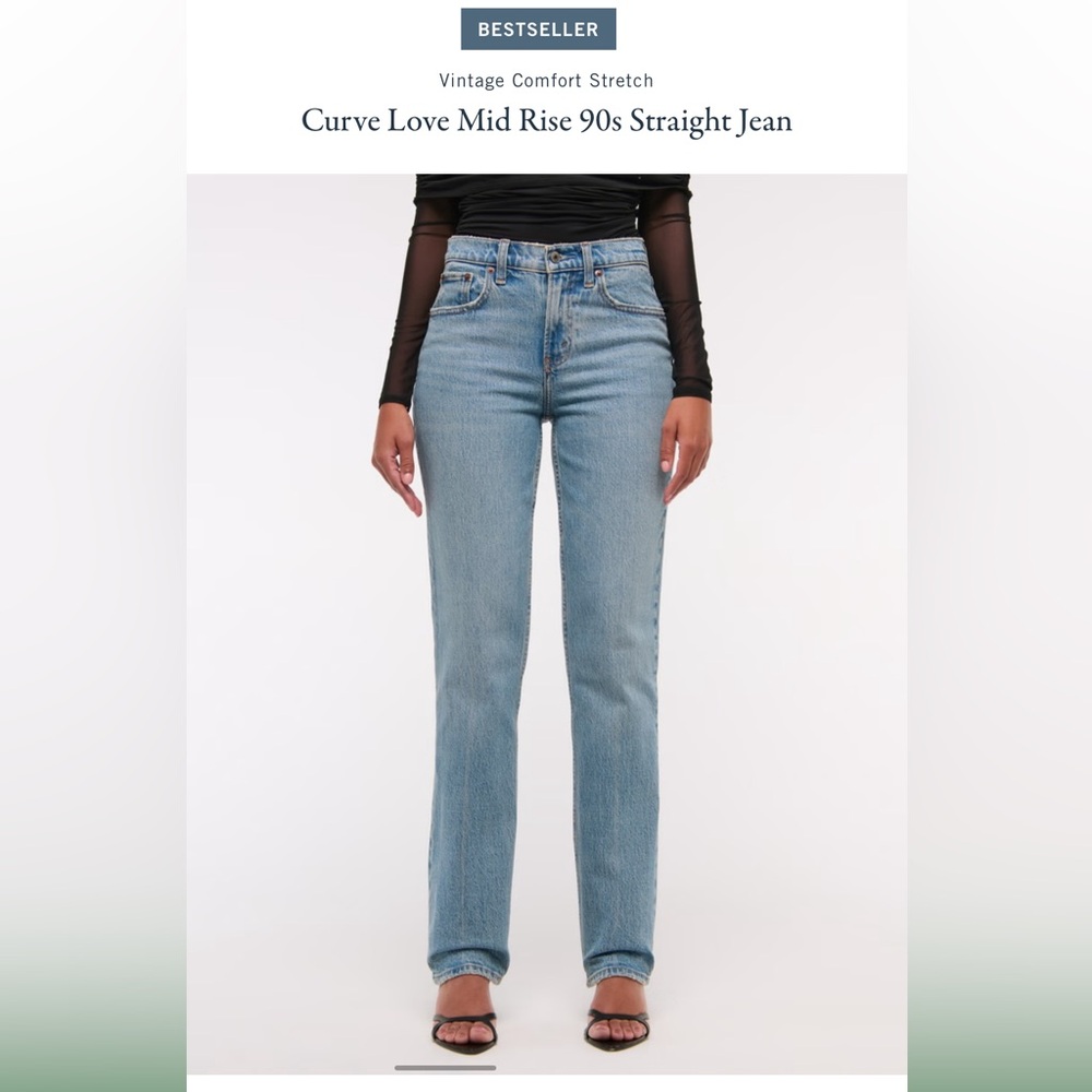 Abercrombie curve love mid rise, 90s straight jeans